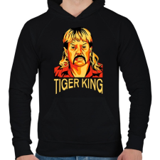 PRINTFASHION Tigriskirály - Férfi kapucnis pulóver - Fekete férfi pulóver, kardigán