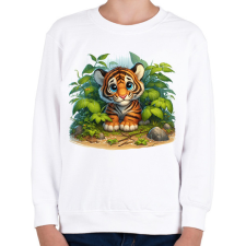 PRINTFASHION Tigriskölyök esőben - Gyerek pulóver - Fehér gyerek pulóver, kardigán