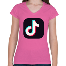 PRINTFASHION Tik Tok App - Női V-nyakú póló - Rózsaszín női póló