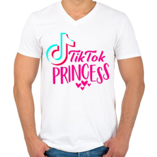 PRINTFASHION Tik Tok Hercegnő - Férfi V-nyakú póló - Fehér