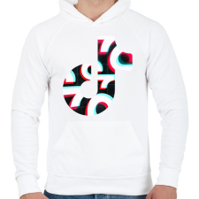 PRINTFASHION Tik Tok logo - Férfi kapucnis pulóver - Fehér férfi pulóver, kardigán