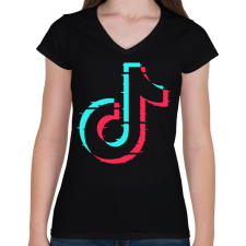 PRINTFASHION Tik-tok - Női V-nyakú póló - Fekete női póló