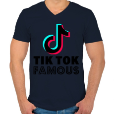 PRINTFASHION Tiktok Famous - Férfi V-nyakú póló - Sötétkék