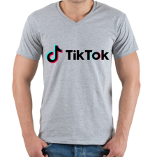 PRINTFASHION TikTok   - Férfi V-nyakú póló - Sport szürke férfi póló