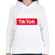 PRINTFASHION TikTok - Női kapucnis pulóver - Fehér női pulóver, kardigán