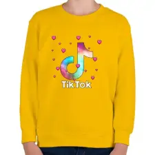 PRINTFASHION Tiktok szivecskékkel - Gyerek pulóver - Sárga gyerek pulóver, kardigán