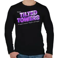 PRINTFASHION Tilted town - Férfi hosszú ujjú póló - Fekete férfi póló