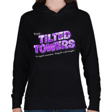 PRINTFASHION Tilted town - Női kapucnis pulóver - Fekete női pulóver, kardigán