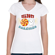 PRINTFASHION Tiltott barátság - Női V-nyakú póló - Fehér női póló