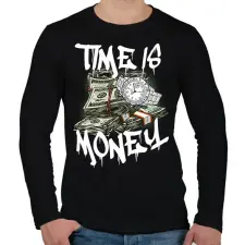 PRINTFASHION time is money - Férfi hosszú ujjú póló - Fekete férfi póló
