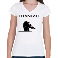 PRINTFASHION Titanfall - Női V-nyakú póló - Fehér