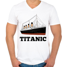 PRINTFASHION Titanic  - Férfi V-nyakú póló - Fehér férfi póló