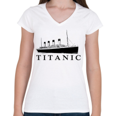 PRINTFASHION Titanic - Női V-nyakú póló - Fehér