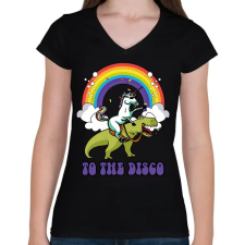 PRINTFASHION To the disco - Női V-nyakú póló - Fekete női póló