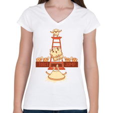 PRINTFASHION Toast magasugrás - Női V-nyakú póló - Fehér női póló