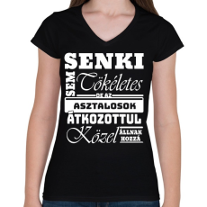 PRINTFASHION Tökéletes asztalos - Női V-nyakú póló - Fekete