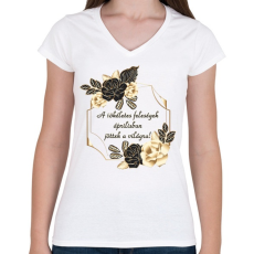 PRINTFASHION Tökéletes feleség szülinapja április - Női V-nyakú póló - Fehér