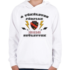 PRINTFASHION Tökéletes férfi június - Gyerek kapucnis pulóver - Fehér gyerek pulóver, kardigán
