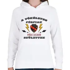 PRINTFASHION Tökéletes férfi március - Női kapucnis pulóver - Fehér női pulóver, kardigán