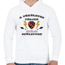 PRINTFASHION Tökéletes férjek január - Férfi kapucnis pulóver - Fehér