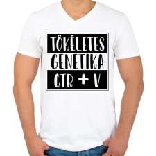 PRINTFASHION Tökéletes genetika Ctr+V - Férfi V-nyakú póló - Fehér férfi póló