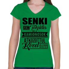 PRINTFASHION Tökéletes kamionos - Női V-nyakú póló - Zöld