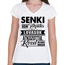 PRINTFASHION Tökéletes lovasok - Női V-nyakú póló - Fehér