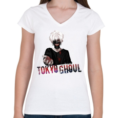 PRINTFASHION Tokyo Ghoul - Női V-nyakú póló - Fehér