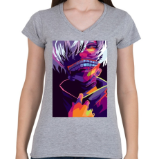 PRINTFASHION Tokyo Ghoul  - Női V-nyakú póló - Sport szürke