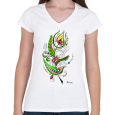 PRINTFASHION Tollpihe - Női V-nyakú póló - Fehér