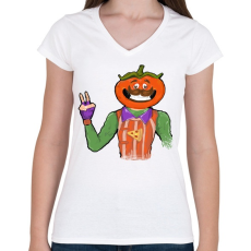 PRINTFASHION Tomatohead - Fortnite - Női V-nyakú póló - Fehér