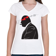 PRINTFASHION Tony Soprano - Női V-nyakú póló - Fehér női póló