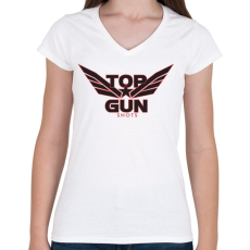 PRINTFASHION TOP GUN - Női V-nyakú póló - Fehér