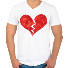 PRINTFASHION Törött szív - Férfi V-nyakú póló - Fehér