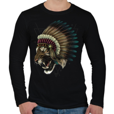 PRINTFASHION Törzsfőnök tigris - Férfi hosszú ujjú póló - Fekete