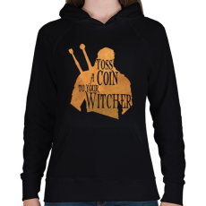 PRINTFASHION Toss a Coin to your Witcher - Női kapucnis pulóver - Fekete
