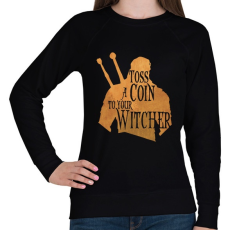 PRINTFASHION Toss a Coin to your Witcher - Női pulóver - Fekete