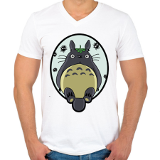 PRINTFASHION Totoro - Férfi V-nyakú póló - Fehér férfi póló