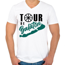 PRINTFASHION Tour de Balaton - Férfi V-nyakú póló - Fehér férfi póló