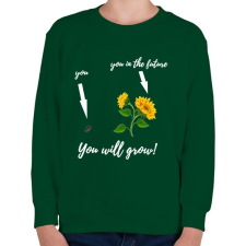 PRINTFASHION Tovább fogsz fejlődni - Gyerek pulóver - Sötétzöld gyerek pulóver, kardigán