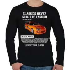 PRINTFASHION Toyota Supra - Férfi hosszú ujjú póló - Fekete férfi póló