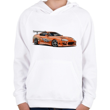 PRINTFASHION Toyota supra  - Gyerek kapucnis pulóver - Fehér gyerek pulóver, kardigán