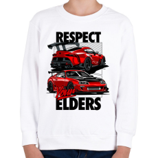 PRINTFASHION TOYOTA SUPRA MK4 vs MK5 RESPECT YOUR ELDERS - Gyerek pulóver - Fehér