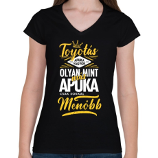 PRINTFASHION Toyotás apuka - Női V-nyakú póló - Fekete