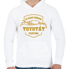 PRINTFASHION Toyotás sofőr - Férfi kapucnis pulóver - Fehér férfi pulóver, kardigán