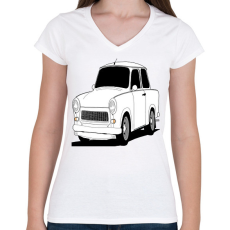 PRINTFASHION Trabant  - Női V-nyakú póló - Fehér