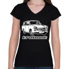 PRINTFASHION trabant - Női V-nyakú póló - Fekete női póló