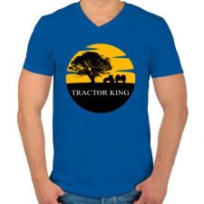 PRINTFASHION TRACTOR KING - Férfi V-nyakú póló - Királykék férfi póló
