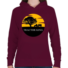 PRINTFASHION TRACTOR KING - Női kapucnis pulóver - Bordó női pulóver, kardigán