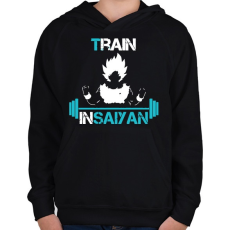 PRINTFASHION Train In Saiyan - Gyerek kapucnis pulóver - Fekete